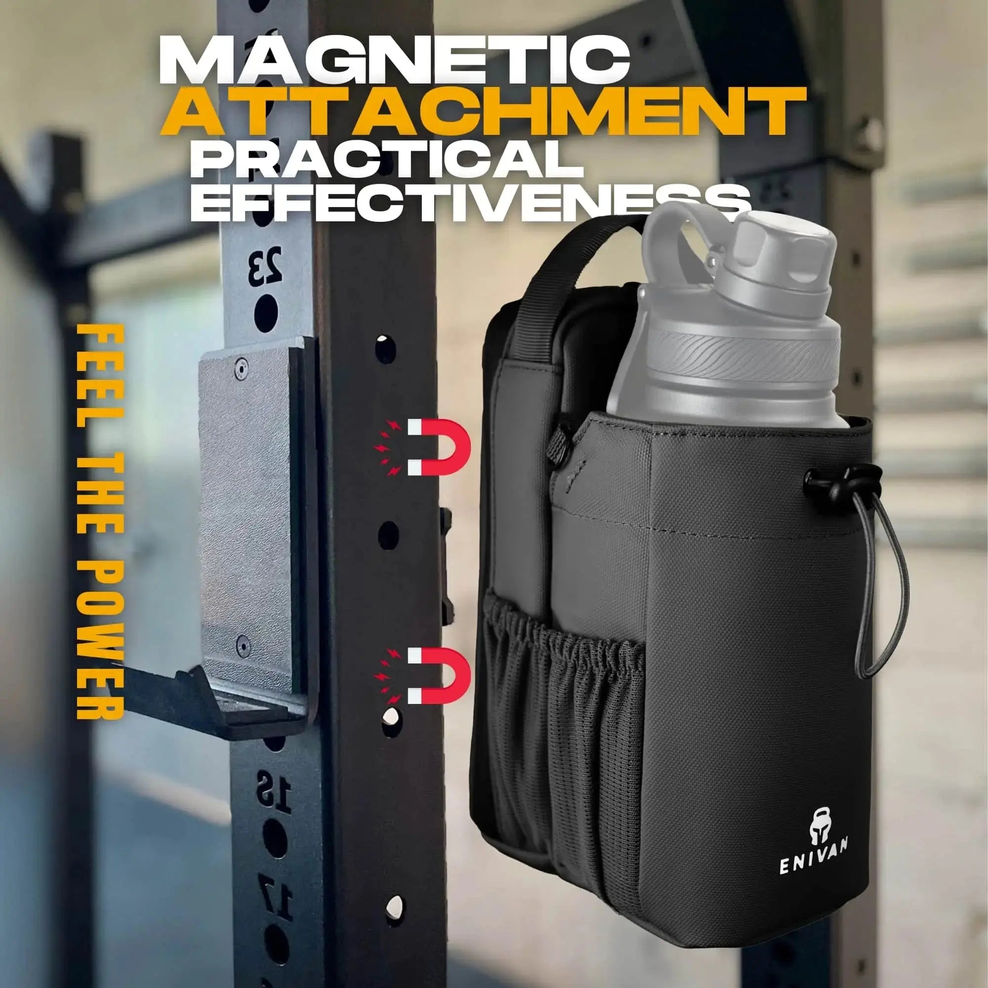 SAC DE SPORT MAGNÉTIQUE AVEC PORTE-BOUTEILLE NOIR ENIVAN