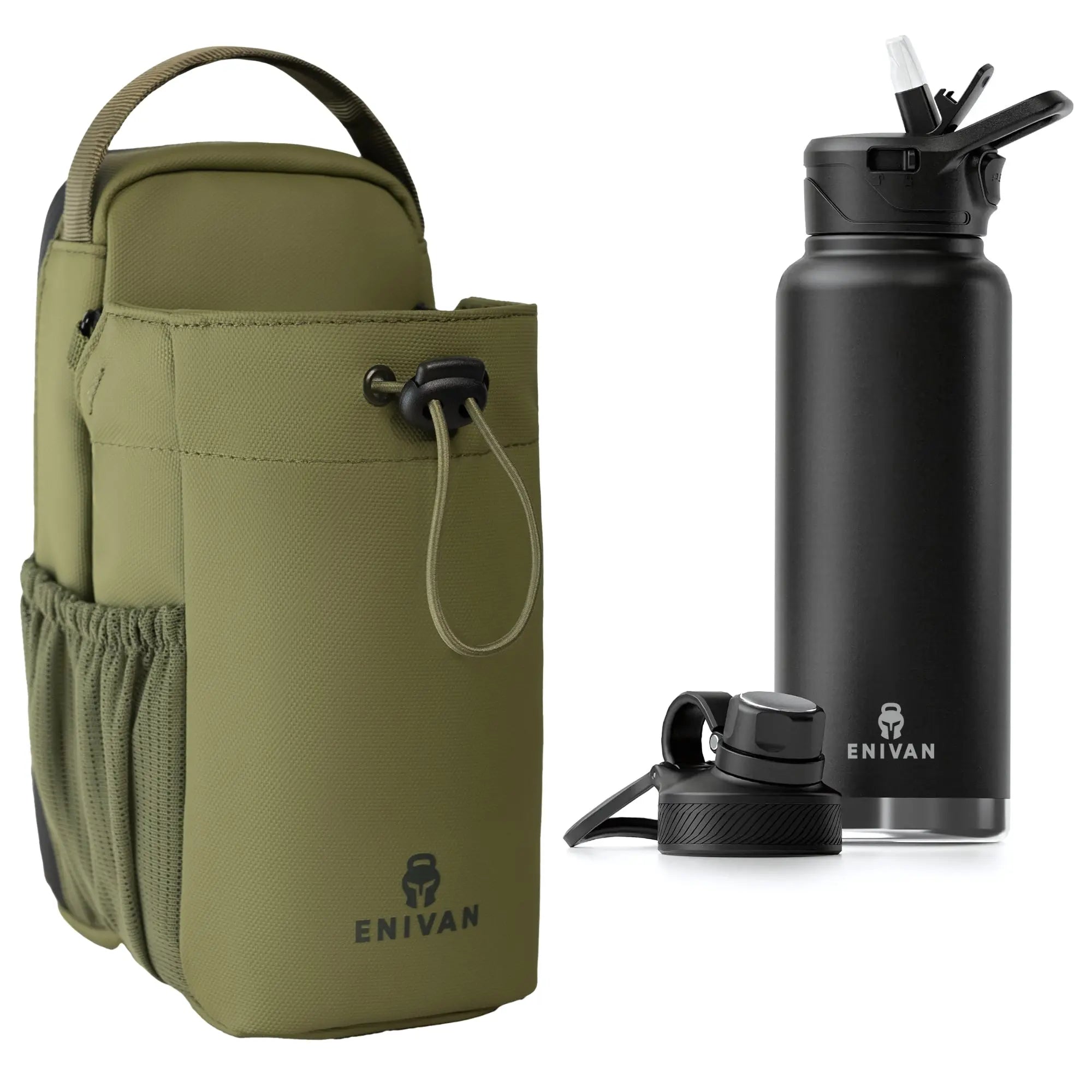 PACK SAC DE SPORT MAGNÉTIQUE VERT + GOURDE ISOTHERME ENIVAN