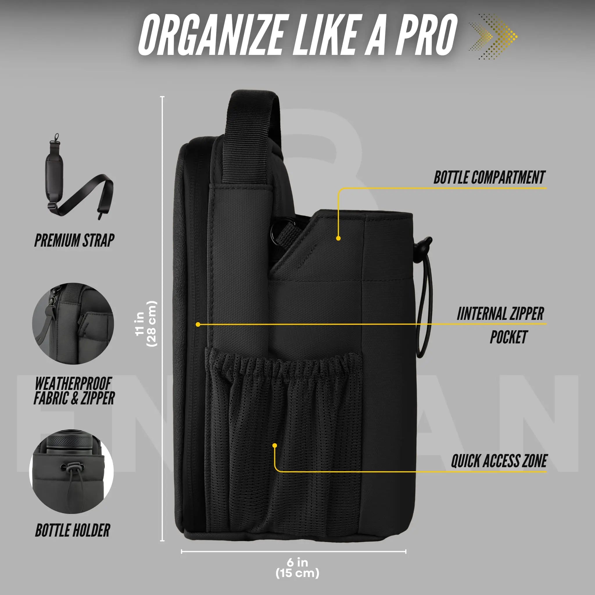 SAC DE SPORT MAGNÉTIQUE AVEC PORTE-BOUTEILLE NOIR ENIVAN Enivan