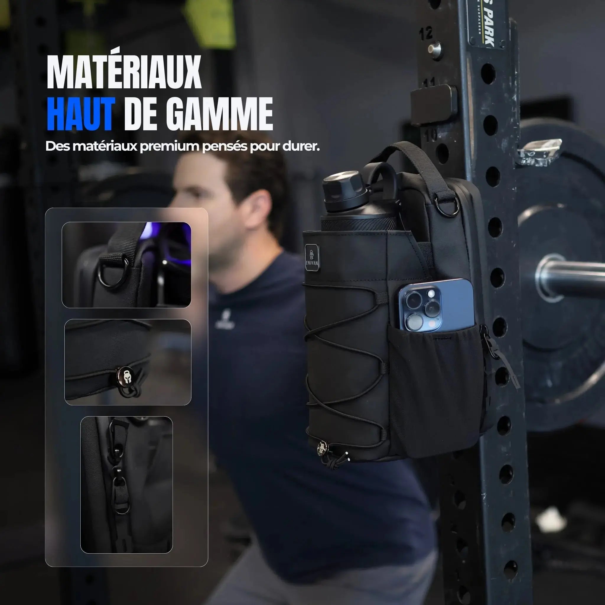 ENIVAN GREEN MAGNETIC SPORTS BAG WITH BOTTLE HOLDER Enivan