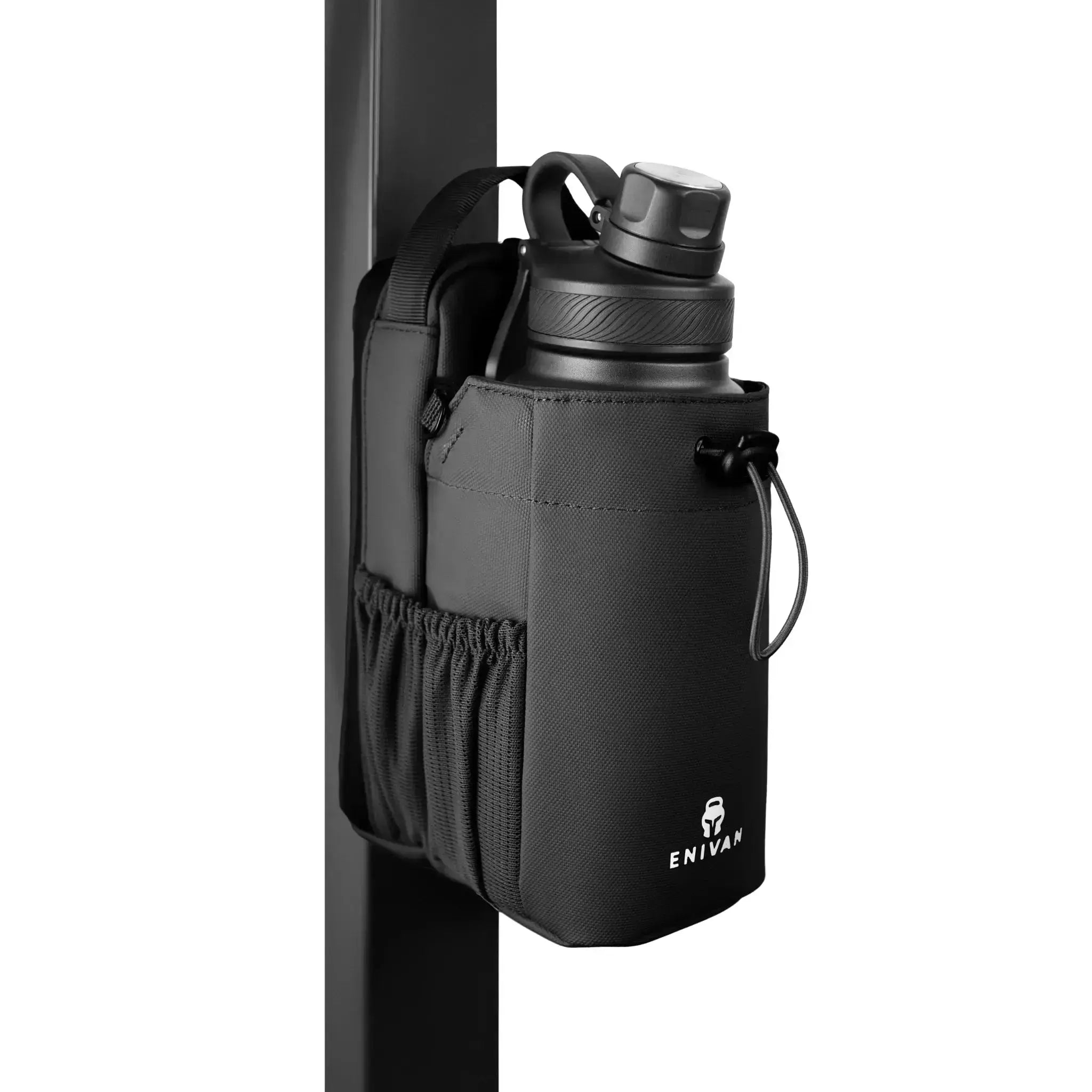ENIVAN BLACK MAGNETIC GYM BAG WITH BOTTLE HOLDER