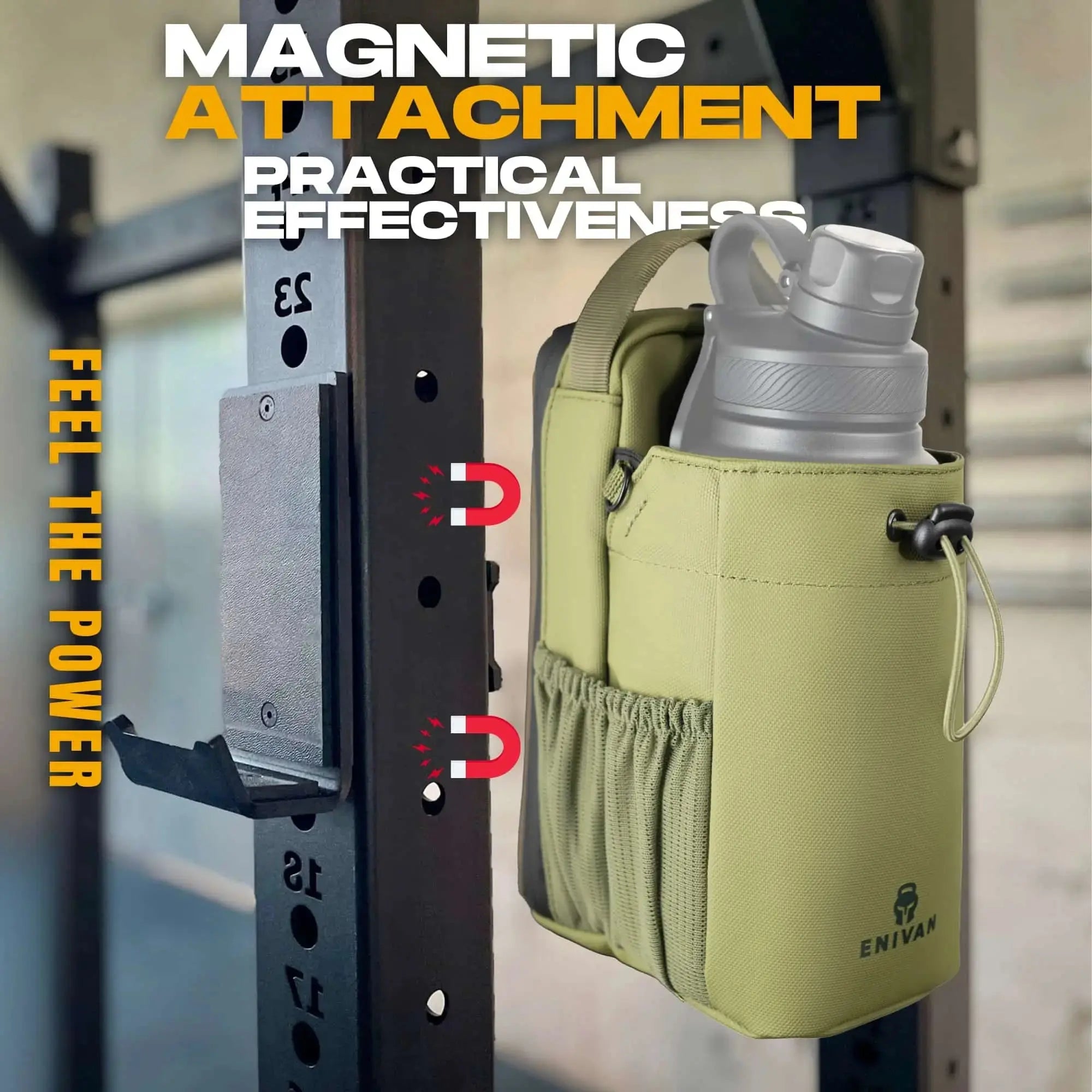 PACK SAC DE SPORT MAGNÉTIQUE VERT + GOURDE ISOTHERME ENIVAN 