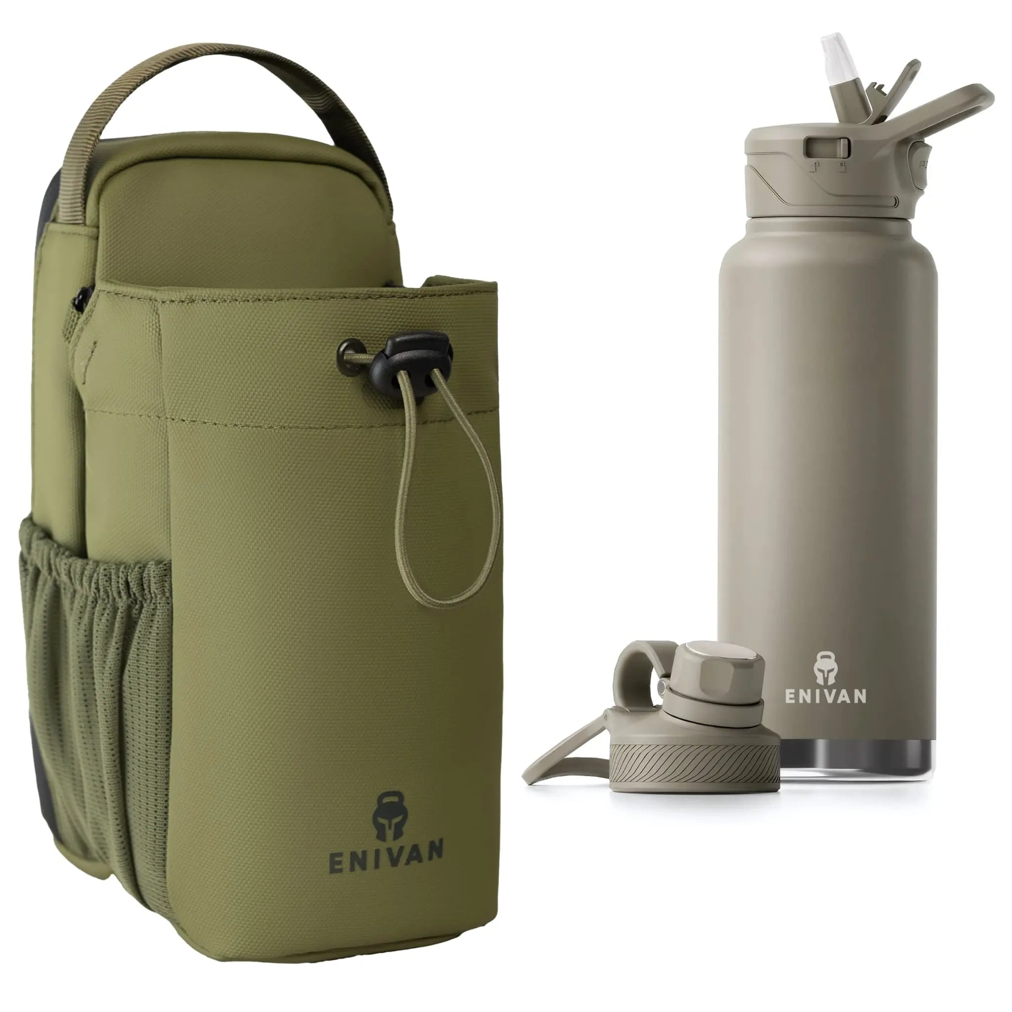 PACK SAC MAGNÉTIQUE VERT AVEC GOURDE ISOTHERME ENIVAN Enivan