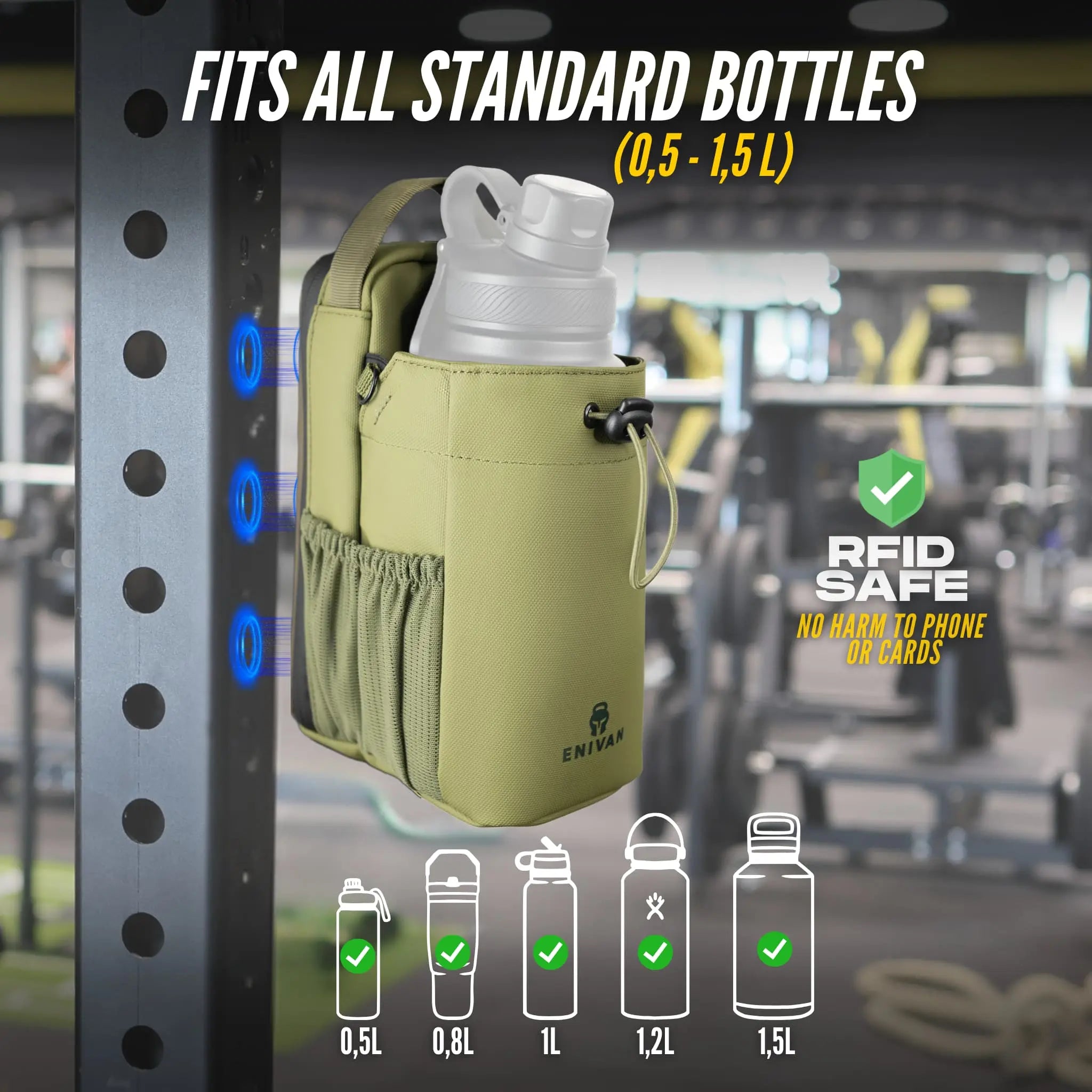 SAC DE SPORT MAGNÉTIQUE AVEC PORTE-BOUTEILLE VERT ENIVAN Enivan