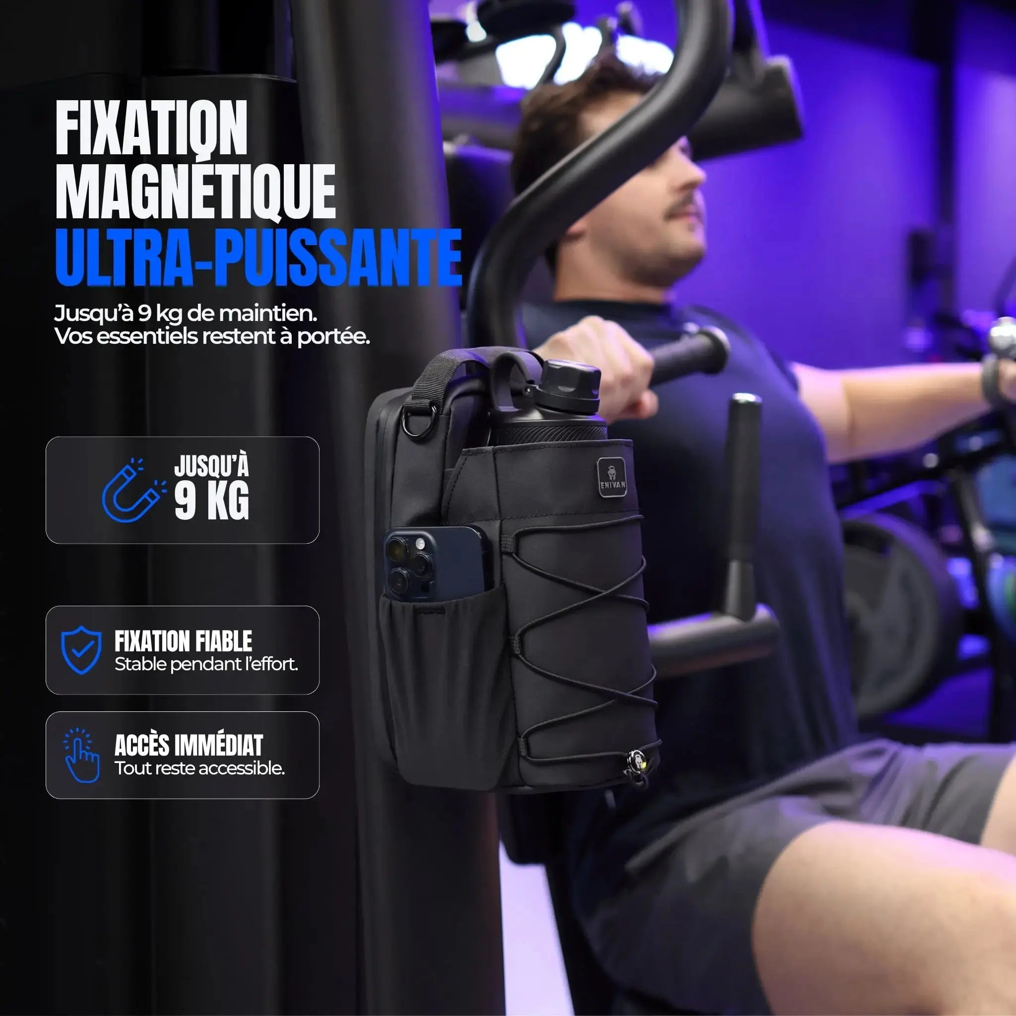 SAC DE SPORT MAGNÉTIQUE AVEC PORTE-BOUTEILLE VERT ENIVAN Enivan