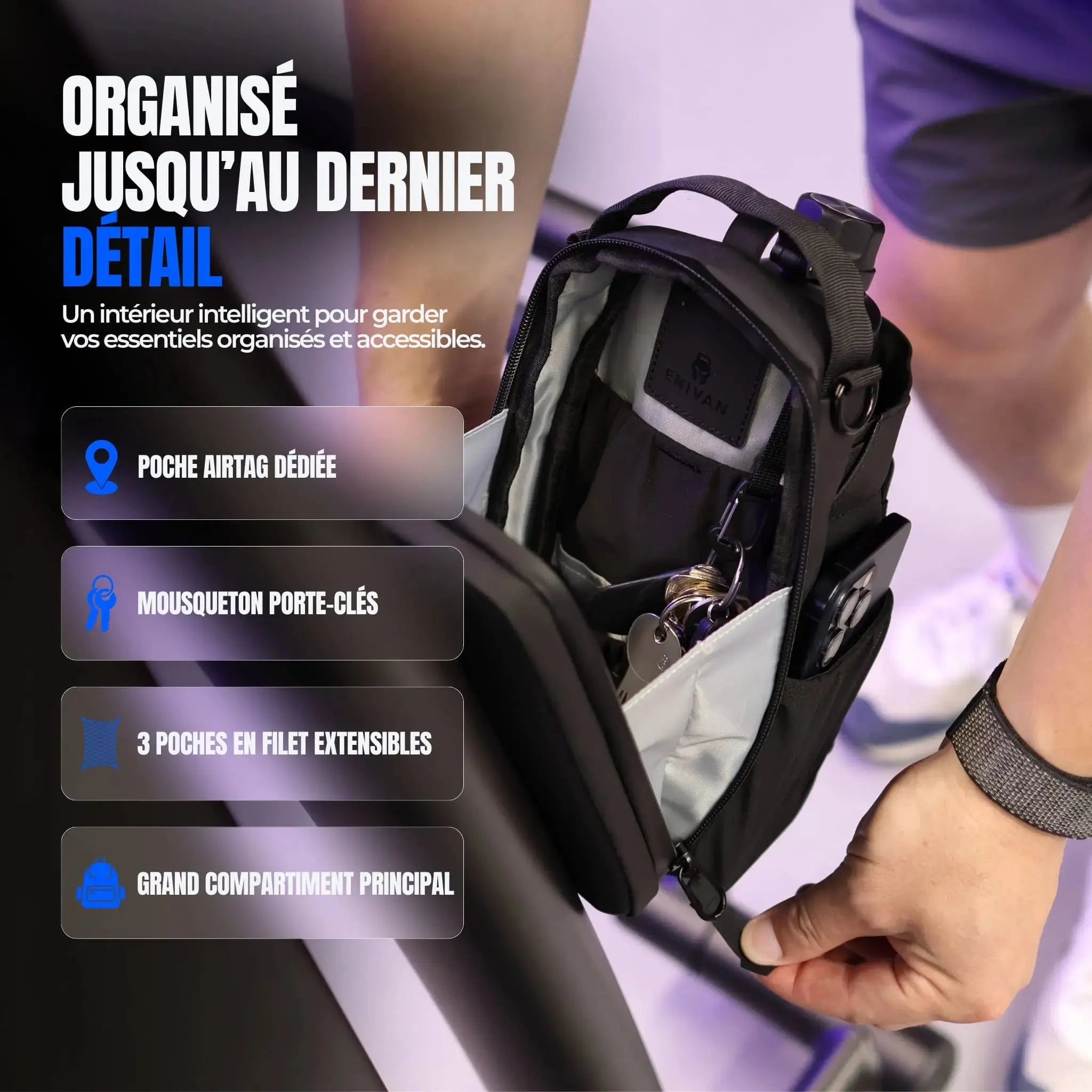 ENIVAN GREEN MAGNETIC SPORTS BAG WITH BOTTLE HOLDER Enivan